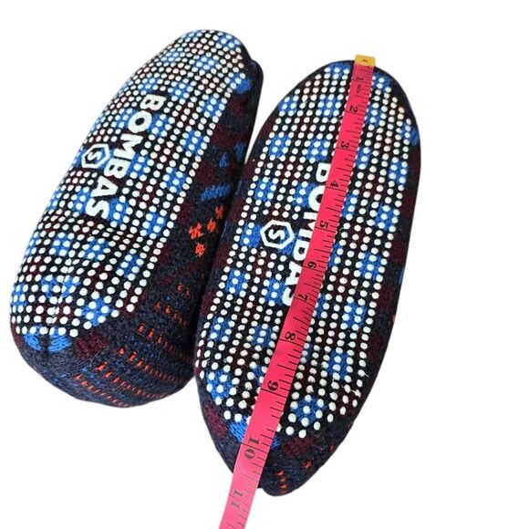 Bombas Women's S Sherpa-Lined Blue Orange Green Gripper Sock Slippers - Picture 9 of 11